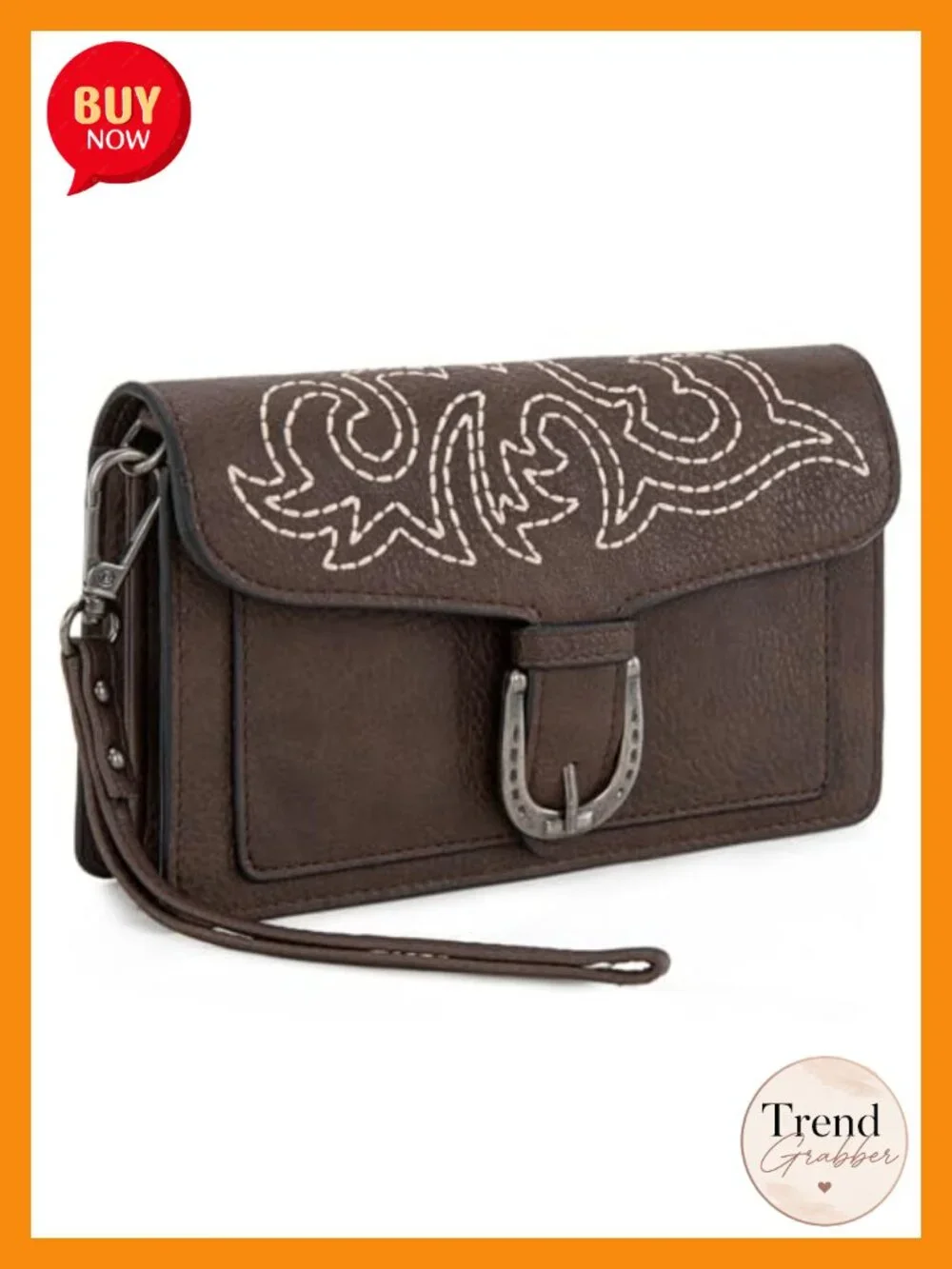 Small Faux Leather Crossbody Purse with Chain Strap - Western Clutch Handbag